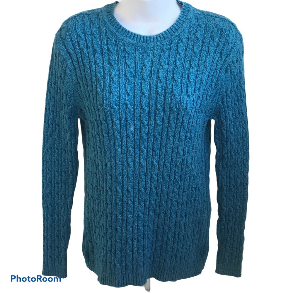 Karen Scott Blue Cable Knit Sweater Size S